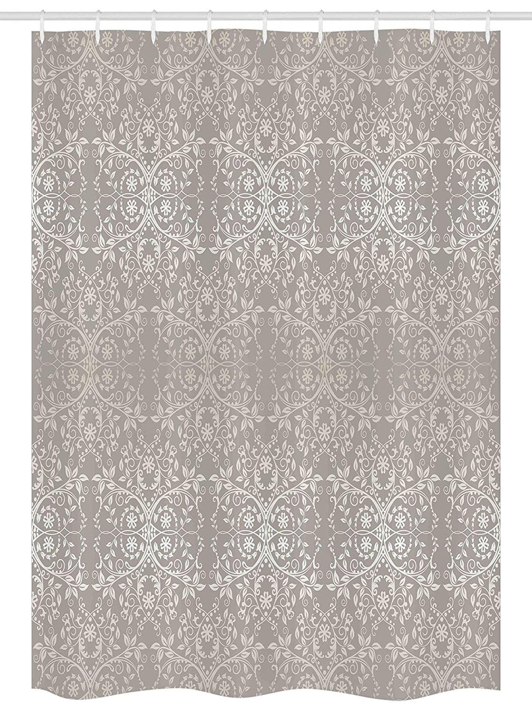 Ambesonne Grey Stall Shower Curtain, Victorian Lace Flowers and Leaves Retro Background Old Fashioned Graphic Print, Fabric Bathroom Decor Set with Hooks, 54 W x 78 L Inches, Warm Taupe Beige