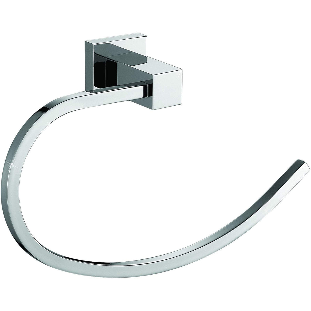 ME Cubo Brass Towel Ring Holder / Towel Hanger Open Arm, Polished Chrome