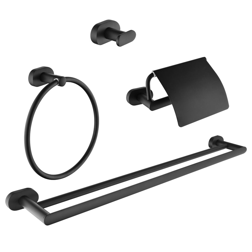 Ancona Aria 4-piece Bathroom Accessory Set in Matte Black