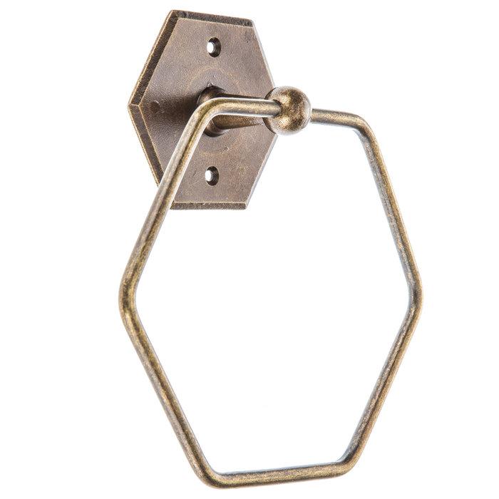 Antique Bronze Hexagon Towel Ring Wall Mounted Bathroom SET OF TWO - Artisticspacedecor