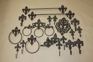 20) Vintage-look Cajun Creole Fleur De Lis Bath Accessories, Towel Rack Bar, TP Holder, Towel RIng, 20 pcs, Free Ship, Marseille
