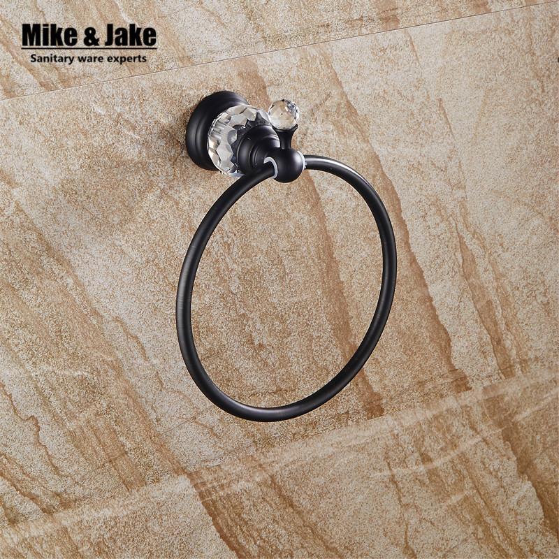 Crystal Bathroom Towel Ring Black Bathroom Towel Rack Holder Crystal Black Towel RingTowel Bar Bathroom Accessories Sy8803