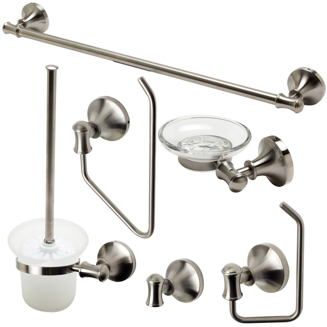 ALFI brand AB9521 Brushed Nickel/Polished Chrome Piece Matching Bathroom Accessory Set